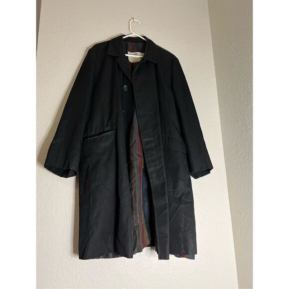 Aquascutum Trench Coat Mac Classic LongAqua 5 Made In UK Black Mens 46 XL